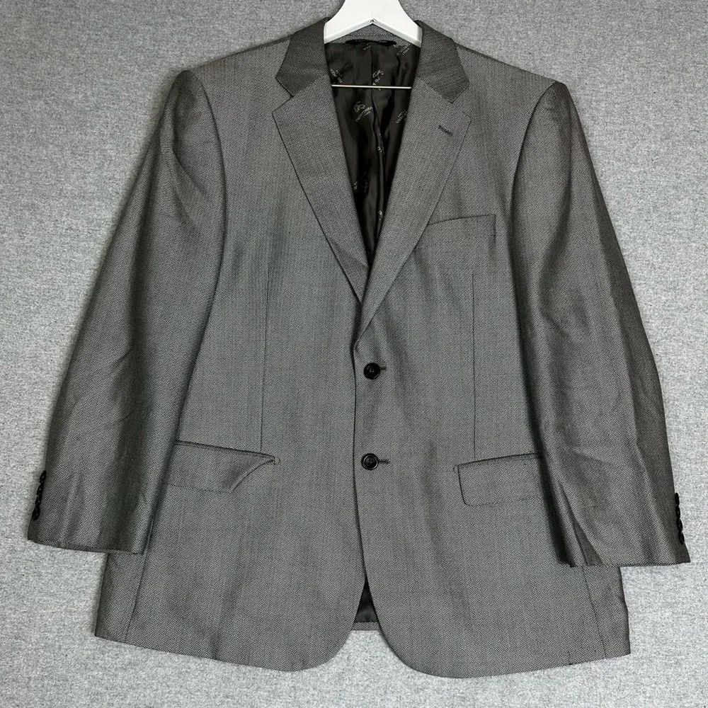 Prontomoda Blazer Mens 42R Gray Silk Wool Cashmere Herringbone Italy Jacket Suit